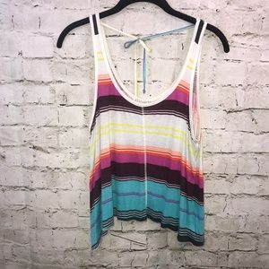 Billabong Striped Tie Back Crop Sleeveless Top M